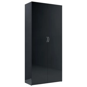VidaXL Storage Cabinet High Gloss Black 80x35.5x180 cm Chipboard