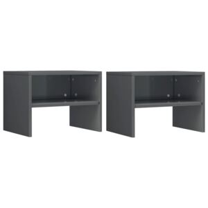 VidaXL Bedside Cabinets 2 pcs High Gloss Grey 40x30x30 cm Chipboard