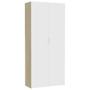 VidaXL Storage Cabinet White and Sonoma Oak 80x35.5x180 cm Chipboard