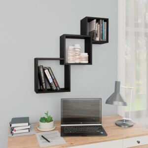 VidaXL Cube Wall Shelves Black 84.5x15x27 cm Chipboard