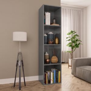 VidaXL Book Cabinet/TV Cabinet High Gloss Grey 36x30x143 cm Chipboard