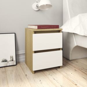 VidaXL Bedside Cabinet White and Sonoma Oak 30x30x40 cm Chipboard