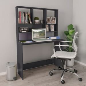 VidaXL Desk with Shelves High Gloss Grey 110x45x157 cm Chipboard