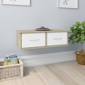 VidaXL Wall-mounted Drawer Shelf White and Sonoma Oak 60x26x18.5 cm Chipboard