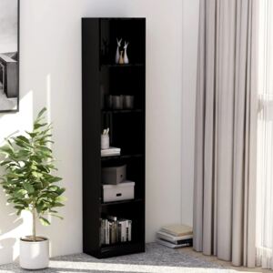 VidaXL 5-Tier Book Cabinet High Gloss Black 40x24x175 cm Chipboard