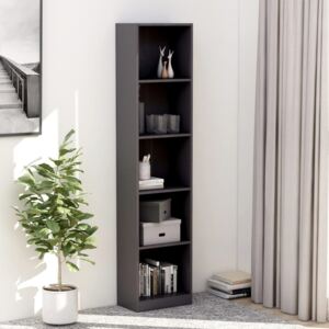 VidaXL 5-Tier Book Cabinet High Gloss Grey 40x24x175 cm Chipboard