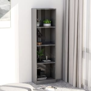 VidaXL 4-Tier Book Cabinet High Gloss Grey 40x24x142 cm Chipboard
