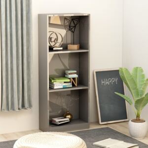 VidaXL 3-Tier Book Cabinet High Gloss Grey 40x24x108 cm Chipboard