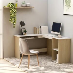 VidaXL L-Shaped Corner Desk White and Sonoma Oak 120x140x75 cm Chipboard
