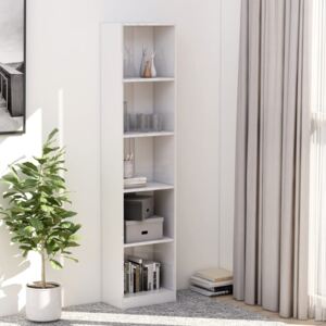 VidaXL 5-Tier Book Cabinet High Gloss White 40x24x175 cm Chipboard