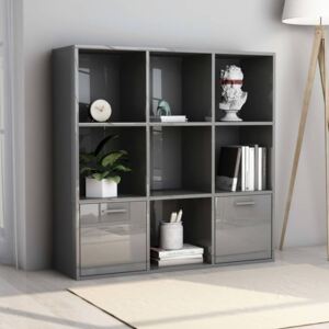 VidaXL Book Cabinet High Gloss Grey 98x30x98 cm Chipboard