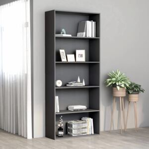 VidaXL 5-Tier Book Cabinet Grey 80x30x189 cm Chipboard