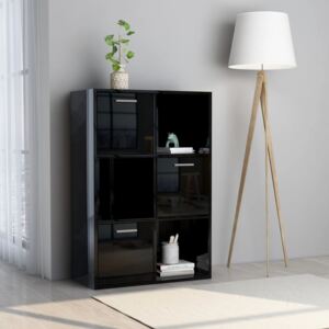 VidaXL Storage Cabinet High Gloss Black 60x29.5x90 cm Chipboard