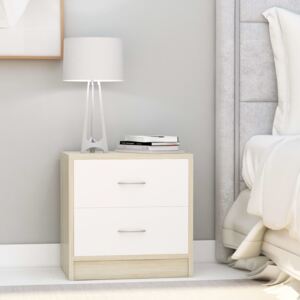 VidaXL Bedside Cabinet White and Sonoma Oak 40x30x40 cm Chipboard