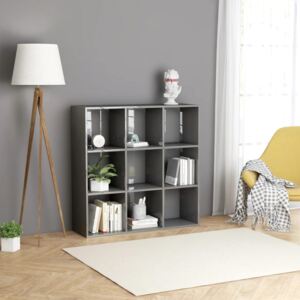 VidaXL Book Cabinet High Gloss Grey 98x30x98 cm Chipboard