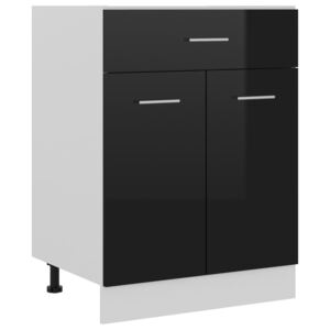 VidaXL Drawer Bottom Cabinet High Gloss Black 60x46x81.5 cm Chipboard