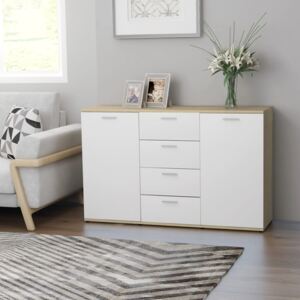 VidaXL Sideboard White and Sonoma Oak 120x35,5x75 cm Chipboard