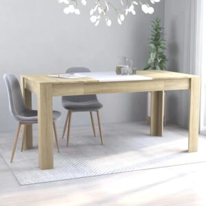 VidaXL Dining Table White and Sonoma Oak 160x80x76 cm Chipboard