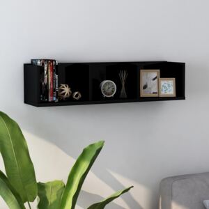 VidaXL CD Wall Shelf High Gloss Black 75x18x18 cm Chipboard