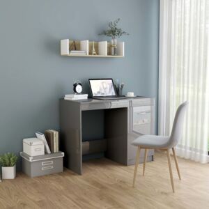 VidaXL Desk High Gloss Grey 100x50x76 cm Chipboard