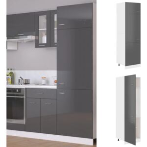 VidaXL Refrigerator Cabinet High Gloss Grey 60x57x207 cm Chipboard