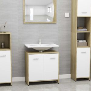 VidaXL Bathroom Cabinet White and Sonoma Oak 60x33x58 cm Chipboard