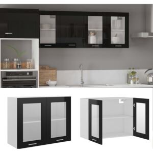 VidaXL Hanging Glass Cabinet High Gloss Black 80x31x60 cm Chipboard