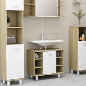 VidaXL Bathroom Cabinet White and Sonoma Oak 60x32x53.5 cm Chipboard