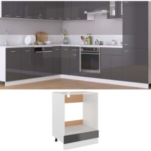 VidaXL Oven Cabinet High Gloss Grey 60x46x81.5 cm Chipboard