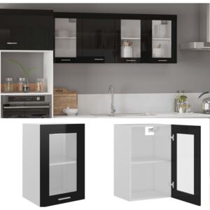 VidaXL Hanging Glass Cabinet High Gloss Black 40x31x60 cm Chipboard