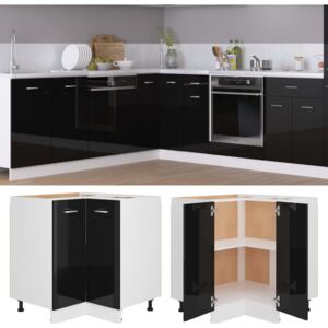 VidaXL Corner Bottom Cabinet High Gloss Black 75.5x75.5x80.5 cm Chipboard