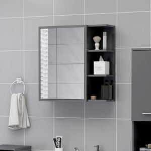 VidaXL Bathroom Mirror Cabinet High Gloss Grey 62.5x20.5x64 cm Chipboard