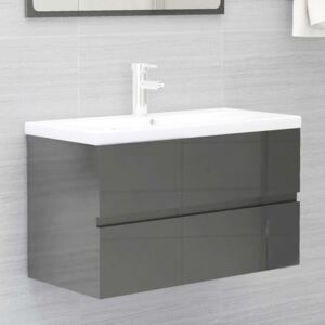 VidaXL Sink Cabinet High Gloss Grey 80x38.5x45 cm Chipboard