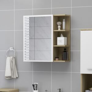 VidaXL Bathroom Mirror Cabinet White and Sonoma Oak 62.5x20.5x64 cm Chipboard