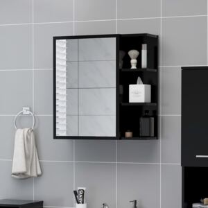 VidaXL Bathroom Mirror Cabinet Black 62.5x20.5x64 cm Chipboard