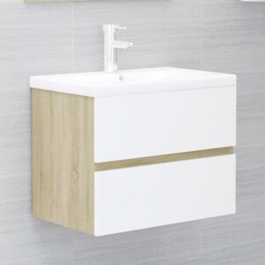 VidaXL Sink Cabinet White and Sonoma Oak 60x38.5x45 cm Chipboard