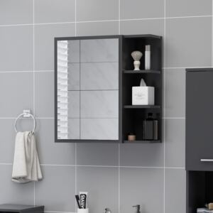 VidaXL Bathroom Mirror Cabinet Grey 62.5x20.5x64 cm Chipboard
