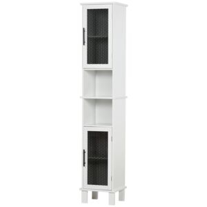 HOMCOM MDF 6-Tier Tall Bathroom Cabinet White/Black