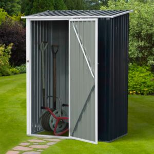 Outsunny Corrugated Steel Sloped Roof Outdoor Garden Shed Grey