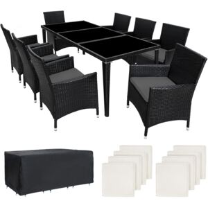 Tectake 401161 rattan garden furniture set monaco aluminium with protective cover - black