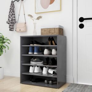 Shoe Cabinet High Gloss Grey 60x35x70 cm Chipboard