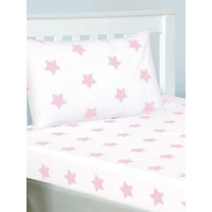 Pink and White Stars Junior Fitted Sheet and Pillowcase Set