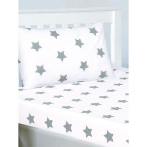 Grey and White Stars Junior Fitted Sheet and Pillowcase Set