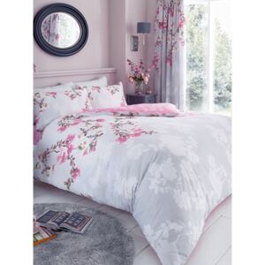Roseanne Floral Double Duvet Cover and Pillowcase Set - Grey