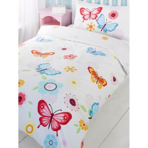 Butterfly Single Duvet Cover and Pillowcase Set - White
