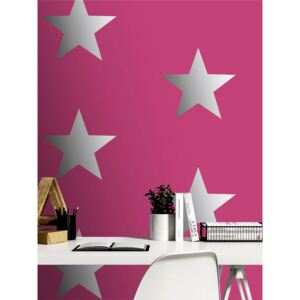 Metallic Stars Wallpaper Pink / Silver Rasch 248180