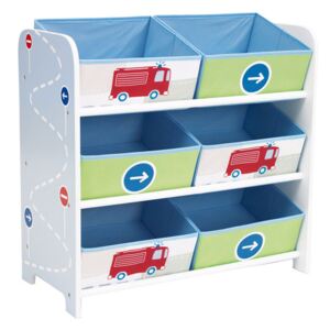 Boys Vehicles 6 Bin Storage Unit