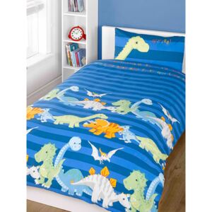 Dinosaurs Single Duvet Cover and Pillowcase Set - Blue