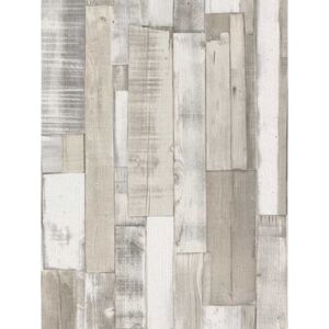 Wood Board Panel Wallpaper White Rasch 203714