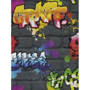 Graffiti Wallpaper Black Rasch 237801